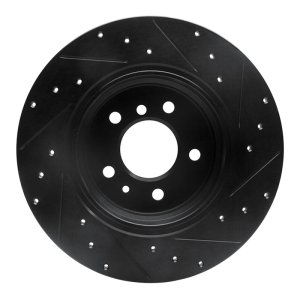 BMW 740iL Brake Rotor (1) - Rear Left - R1 Concepts - Drilled & Slotted - Black - `91-`01